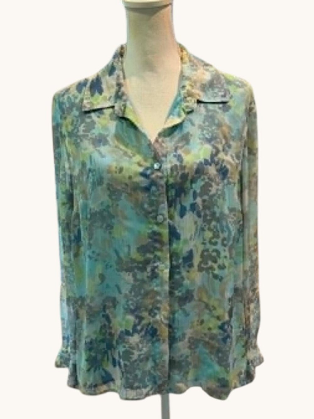 APPLESEEDS Green Multi Colored Button Front Light Weight Blouse